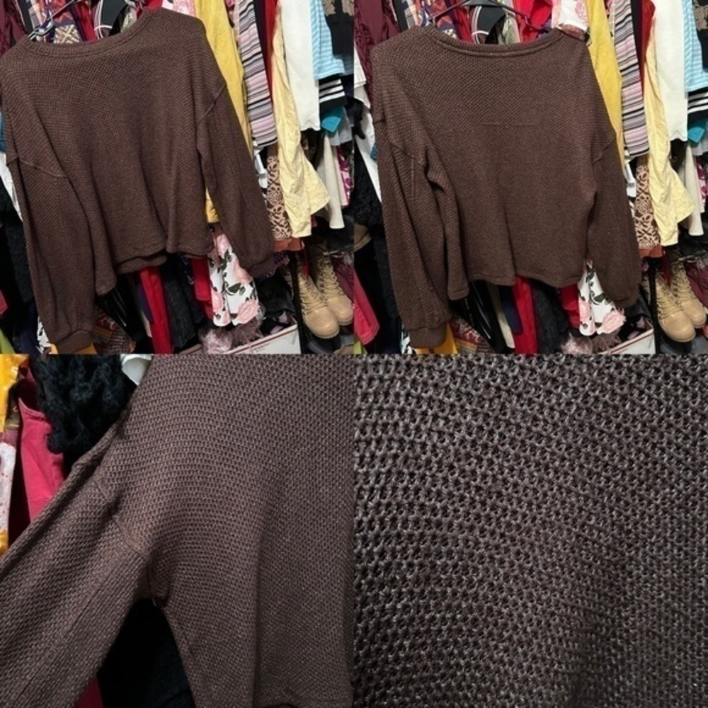 Banana Republic Brown Drop Shoulder Waffle Knit Sweater Size Medium - "Lacie" - Picture 12 of 13